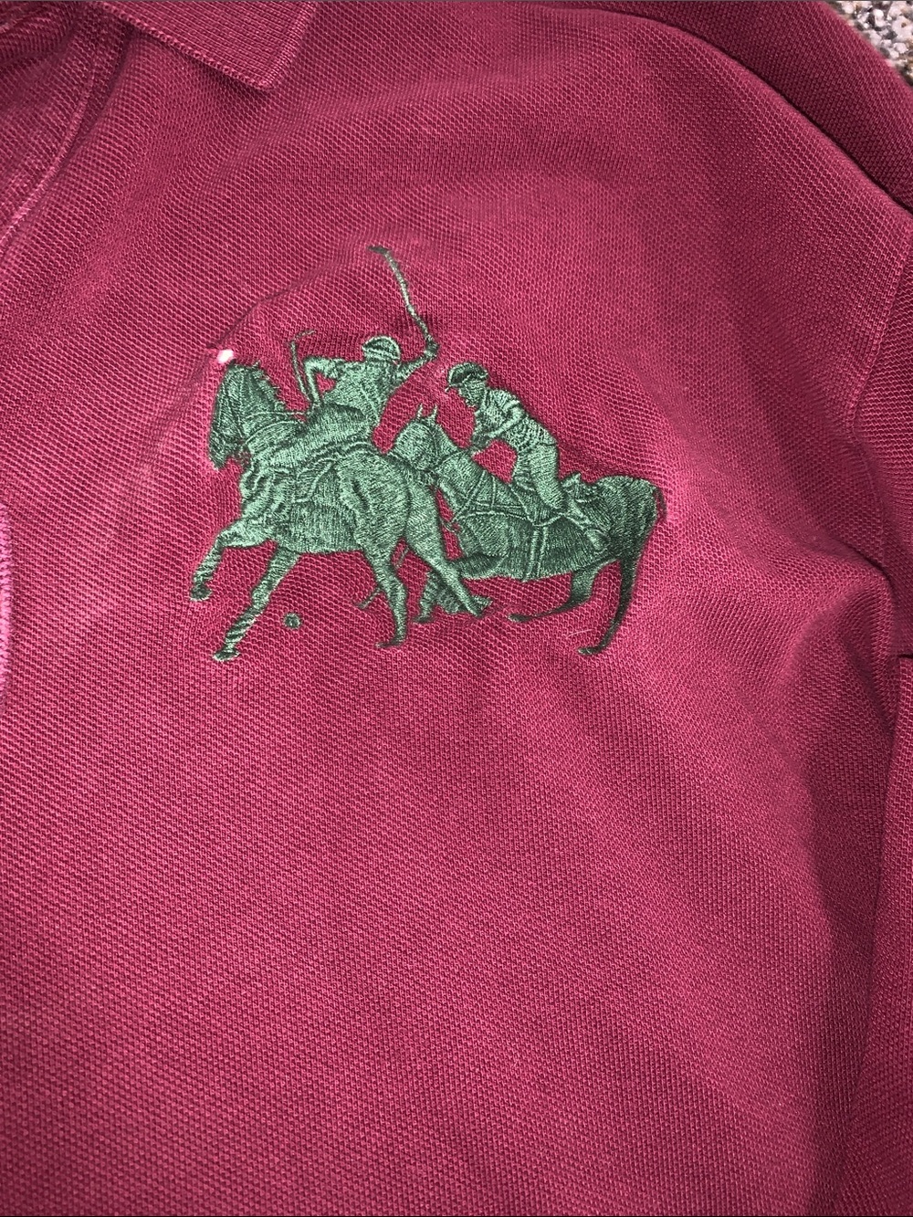 Polo by Ralph Lauren Long Sleeve Burgundy Rugby Polo with Green Embroidery - Picture 3 of 5